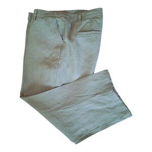 Fat Face Irish Linen Baird McNutt cropped pants olive green ODG trousers size 12